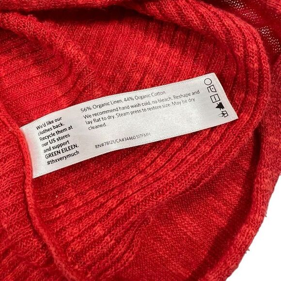 Eileen Fisher Linen-Cotton blend Medium Knit Top Coral Organic - Picture 4 of 11